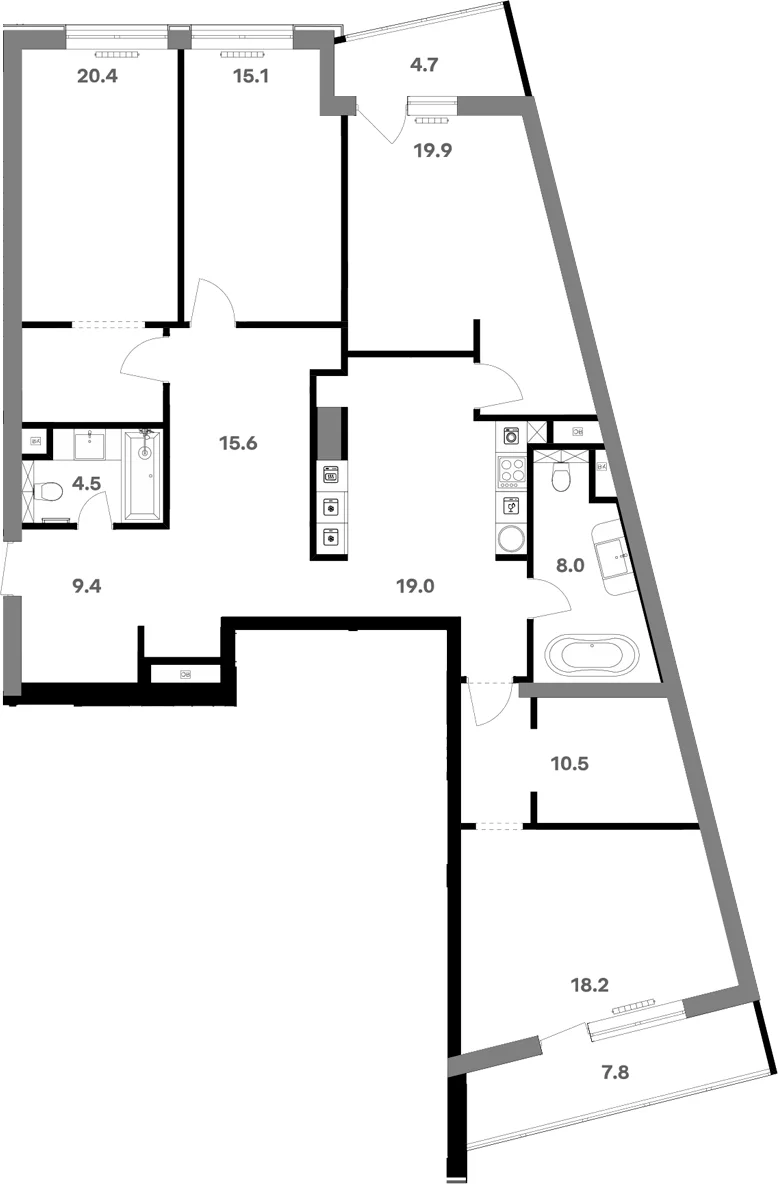 Планировка: Квартира 142,2 м² в ЖК «RIVER HOUSE Щелково»