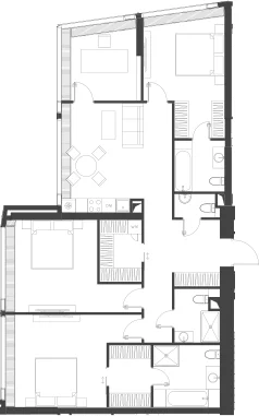 Планировка: Квартира 129,7 м² в ЖК «Дом Дау»