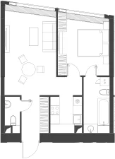 Планировка: Квартира 54,4 м² в ЖК «Дом Дау»