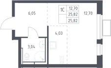 Планировка: Студия 25,8 м² в ЖК «Новое Видное»