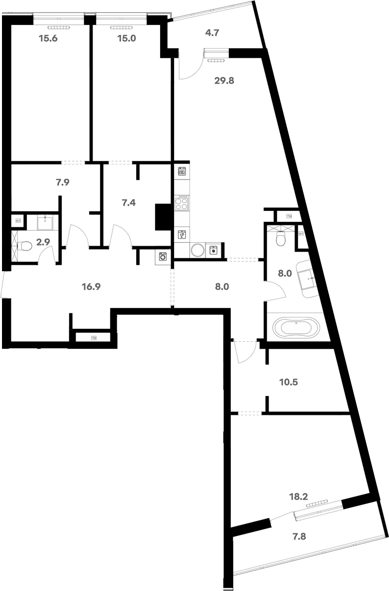 Планировка: Квартира 143,1 м² в ЖК «RIVER HOUSE Щелково»