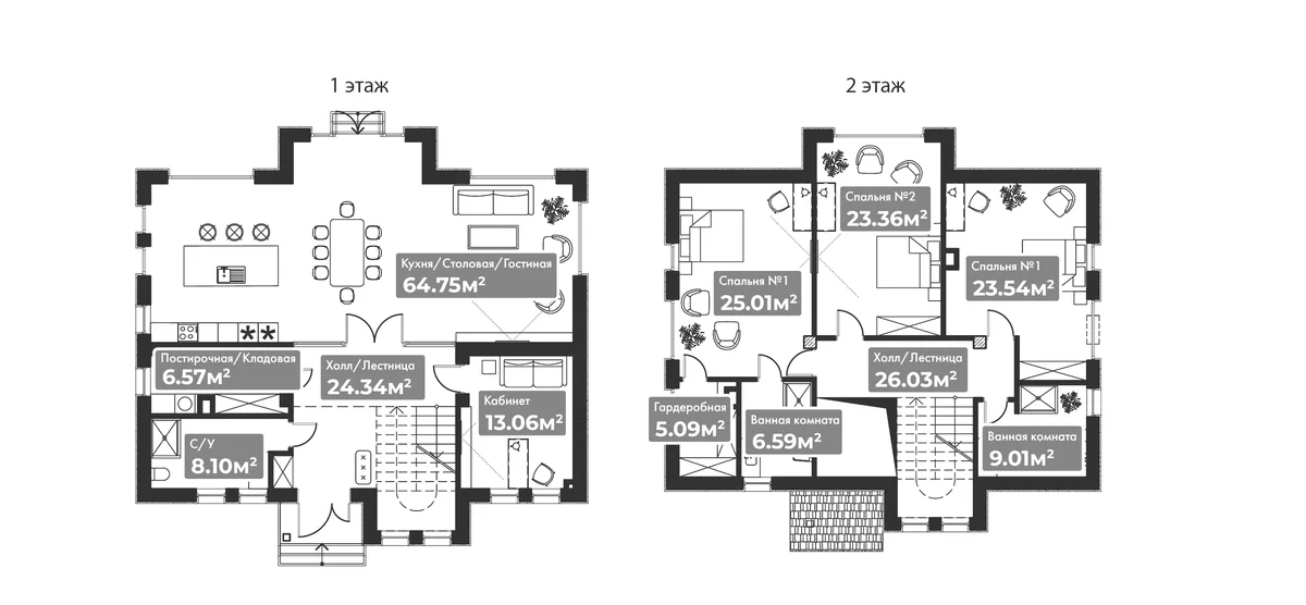 Планировка: Коттедж 230 м² в ЖК «Коттеджный поселок Резиденция Булатово»