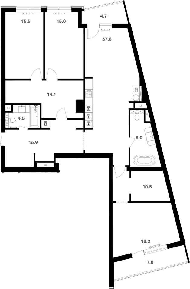 Планировка: Квартира 143,1 м² в ЖК «RIVER HOUSE Щелково»