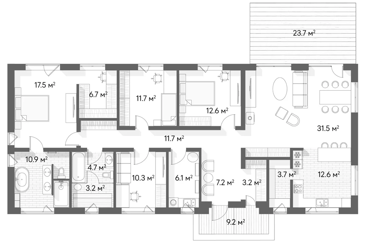 Планировка: Коттедж 155 м² в ЖК «Коттеджный поселок Негород Павловск»