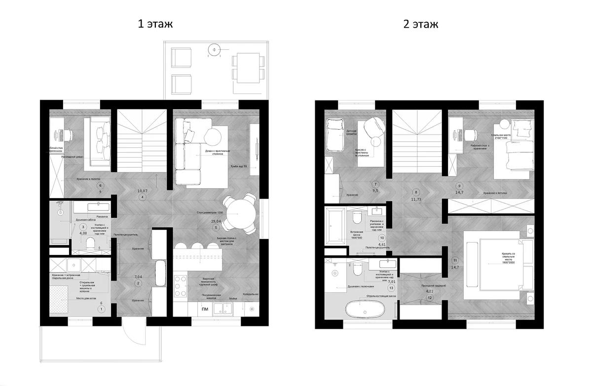 Планировка: Коттедж 151 м² в ЖК «Коттеджный поселок ПриЛесной»
