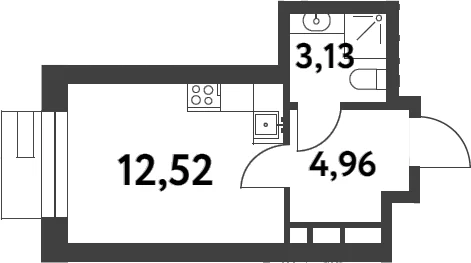 Планировка: Студия 20,6 м² в ЖК «Смарт Гарден»