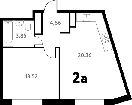 Планировка: Евродвушка 42,5 м² в ЖК «Южное Пушкино»
