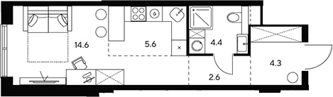 Планировка: Студия 31,5 м² в ЖК «НЕКСУС от Аквилон»