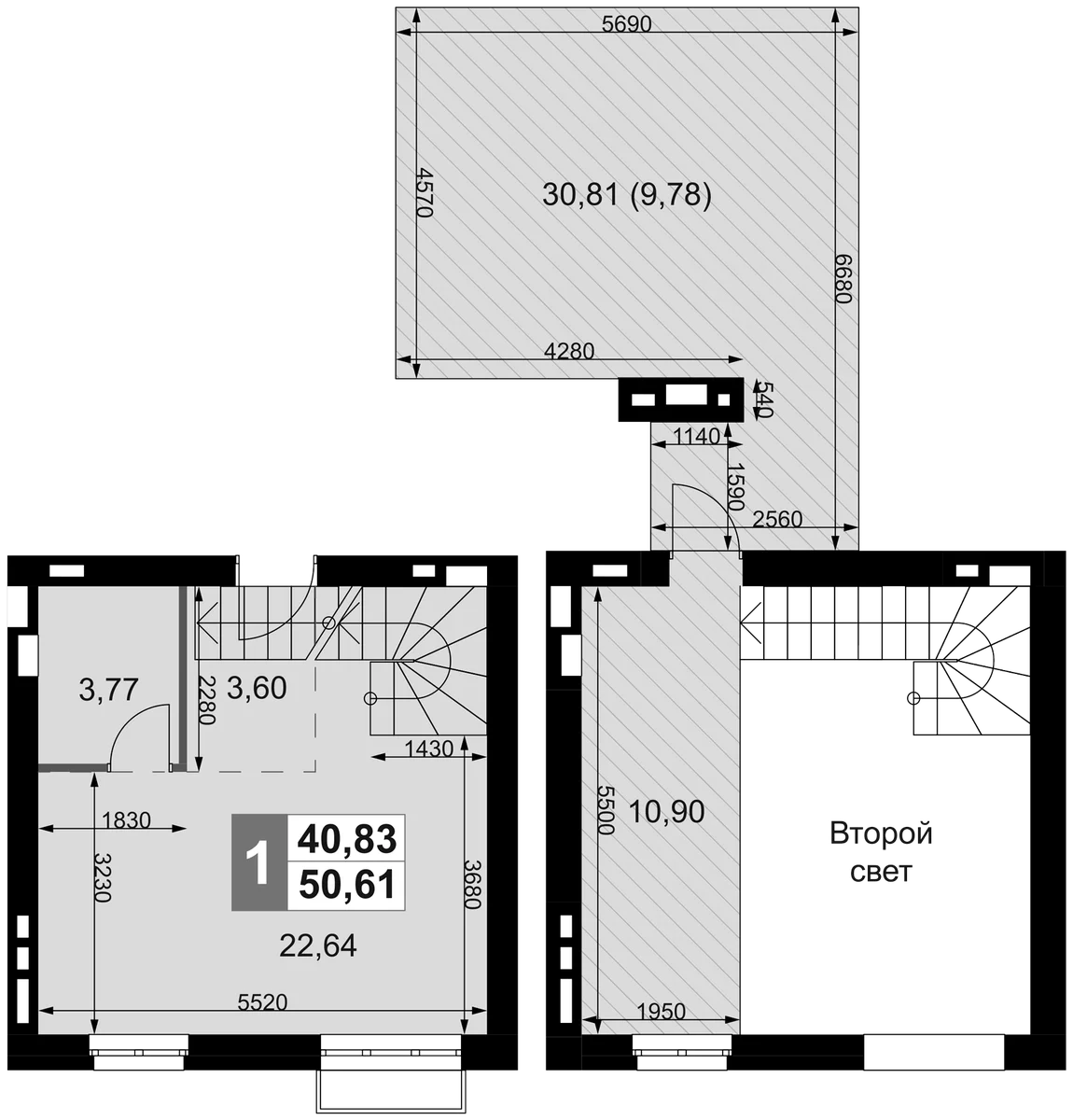 Планировка: Студия 40,8 м² в ЖК «Жаворонки Клаб»