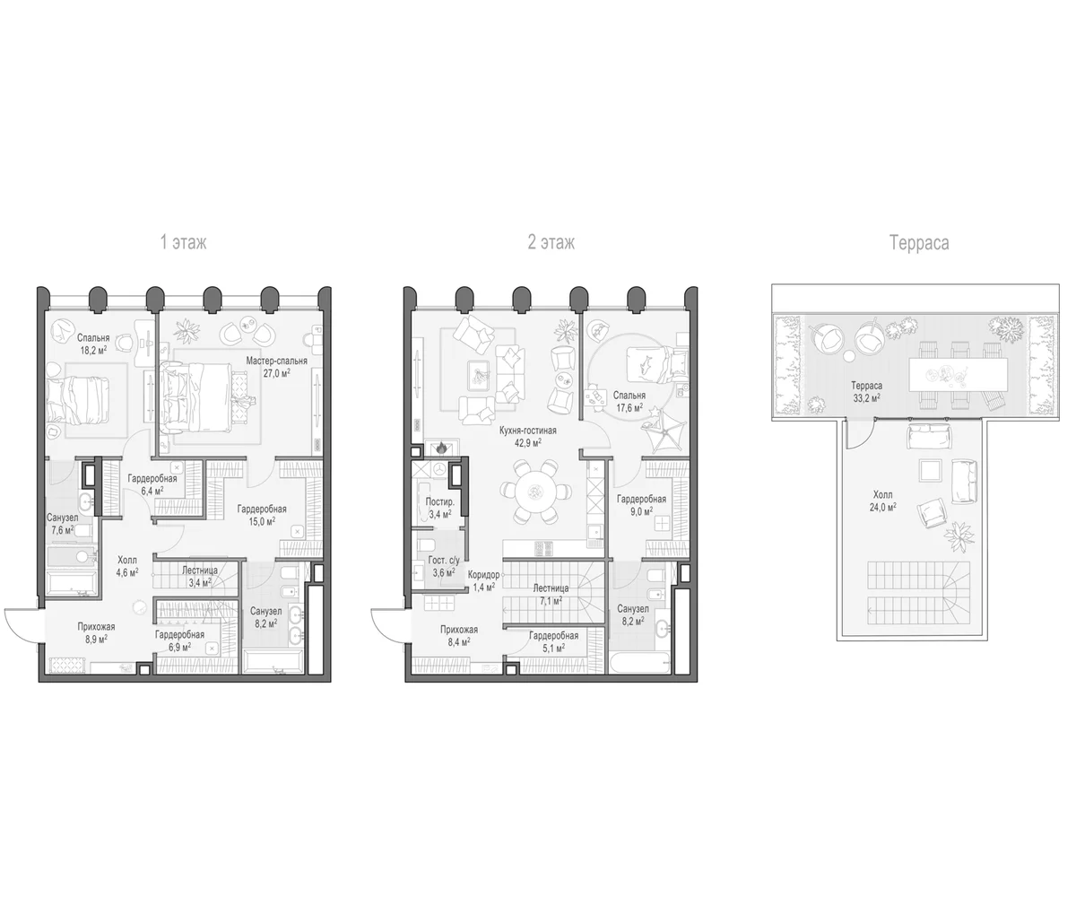 Планировка: Квартира евро-4 210,7 м² в ЖК «Клубный квартал Фрунзенский»