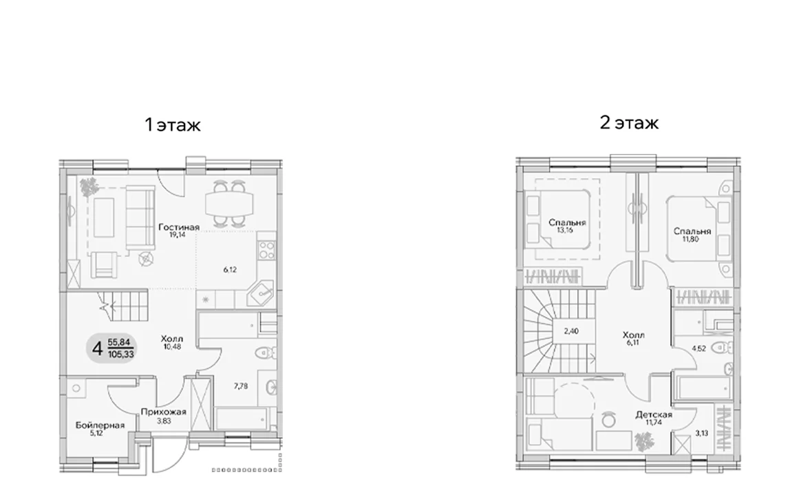 Планировка: Таунхаус 105,3 м² в ЖК «Эко-парк Троицкое»