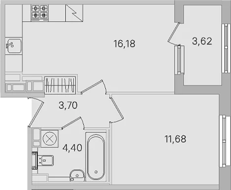 Планировка: Евродвушка 36 м² в ЖК «Дубровский»