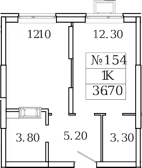 Планировка: 1-комнатная квартира 36,7 м² в ЖК «Видный Берег 2.0»