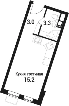 Планировка: Студия 21,5 м² в ЖК «Дом в Малаховке»