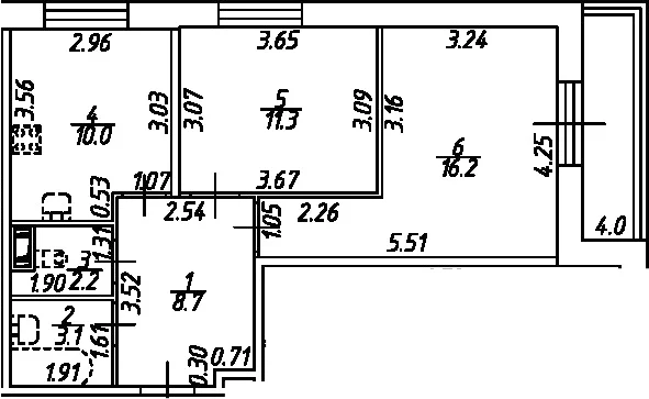 Планировка: 2-комнатная квартира 51,5 м² в ЖК «Рождественский квартал»
