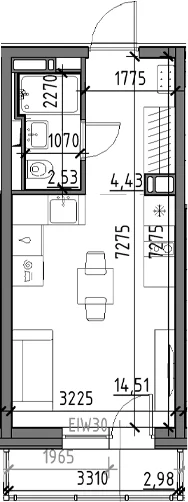 Планировка: Студия 21,5 м² в ЖК «Догма Юкки»