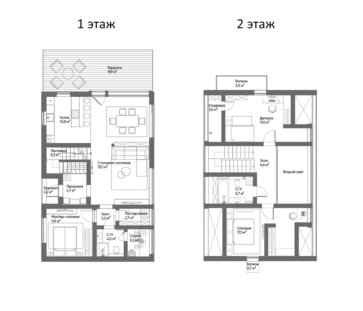 Планировка: Коттедж 132,8 м² в ЖК «Коттеджный поселок Лес и пляж»
