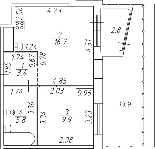 Планировка: Евродвушка 35,8 м² в ЖК «Респект»