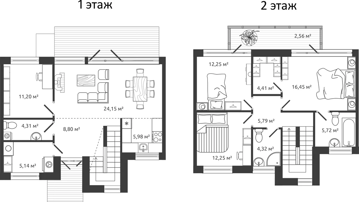 Планировка: Таунхаус 120,8 м² в ЖК «Коттеджный поселок Моменты.Репино»