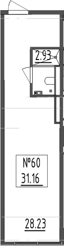 Планировка: Студия 31,2 м² в ЖК «Зум Черная Речка»