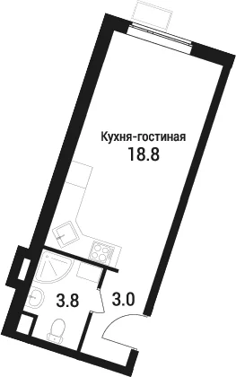 Планировка: Студия 25,6 м² в ЖК «Дом в Малаховке»