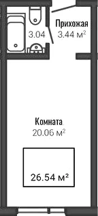 Планировка: Студия 26,5 м² в ЖК «Лайф Апарт Октябрьская»