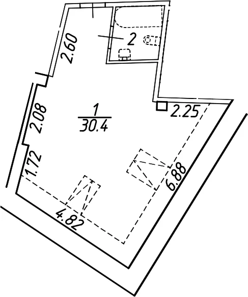 Планировка: Квартира 33,8 м² в ЖК «Печатника Григорьева 16/3»