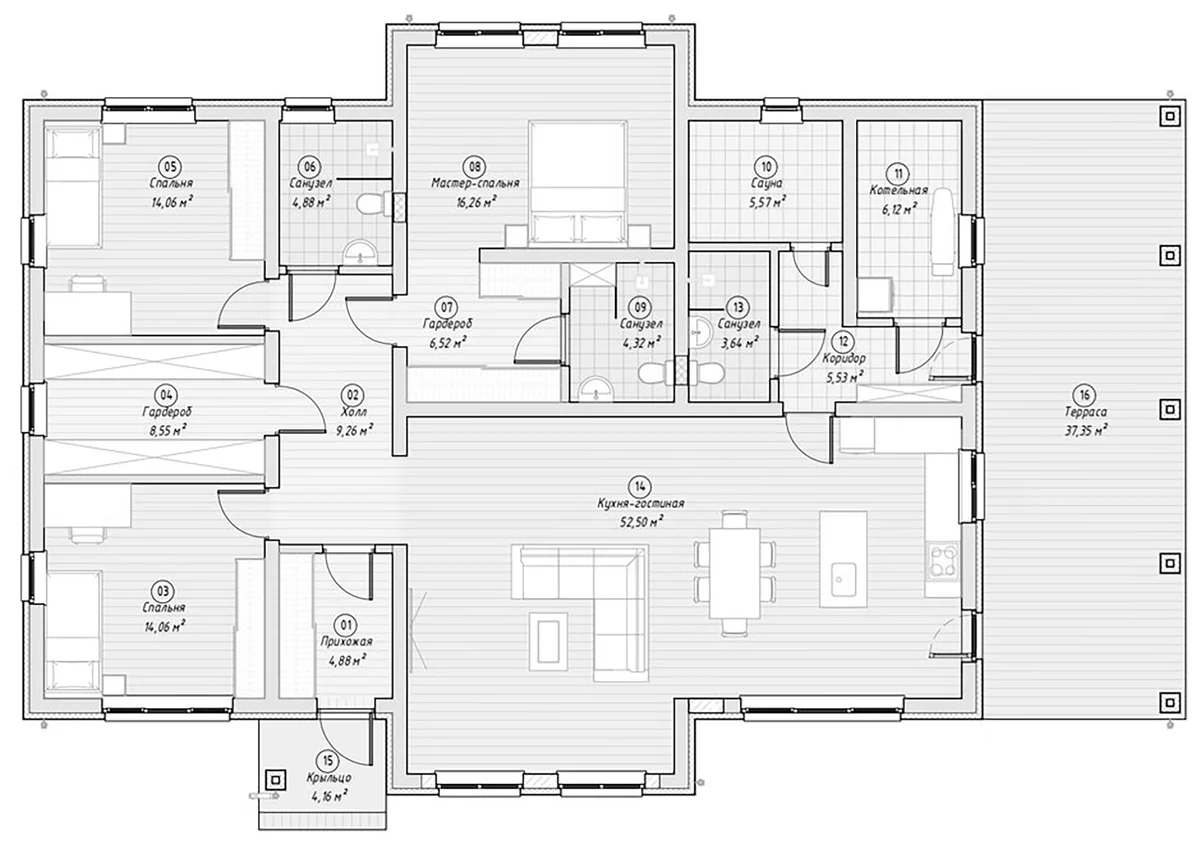 Планировка: Коттедж 160,3 м² в ЖК «Коттеджный поселок О' Пушкин»
