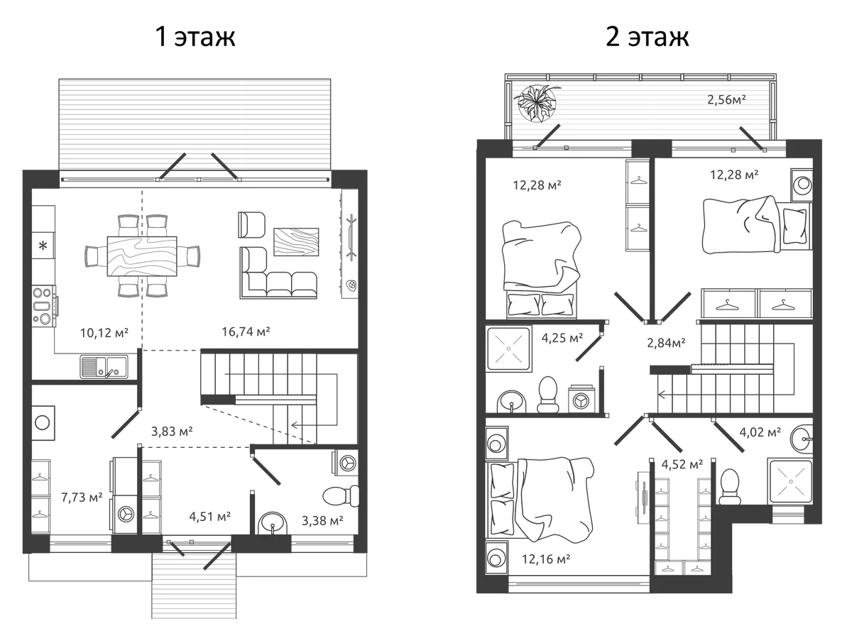 Планировка: Таунхаус 98,7 м² в ЖК «Коттеджный поселок Моменты.Репино»