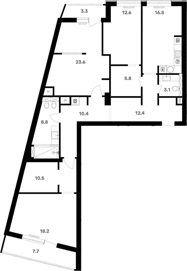 Планировка: Квартира 126,1 м² в ЖК «RIVER HOUSE Щелково»