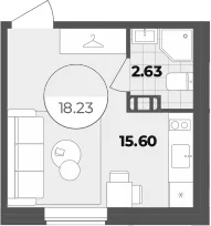 Планировка: Студия 18,2 м² в ЖК «Апарт-отель Лиговский 127»