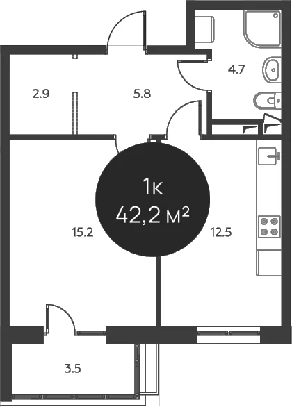 Планировка: 1-комнатная квартира 41,1 м² в ЖК «Павлово 3»