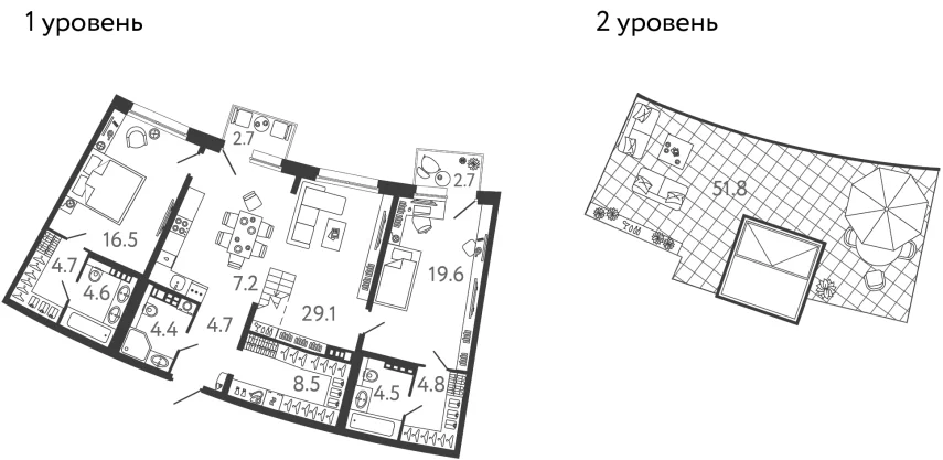Планировка: Евротрёшка 108,6 м² в ЖК «Цвет Зеленогорска»