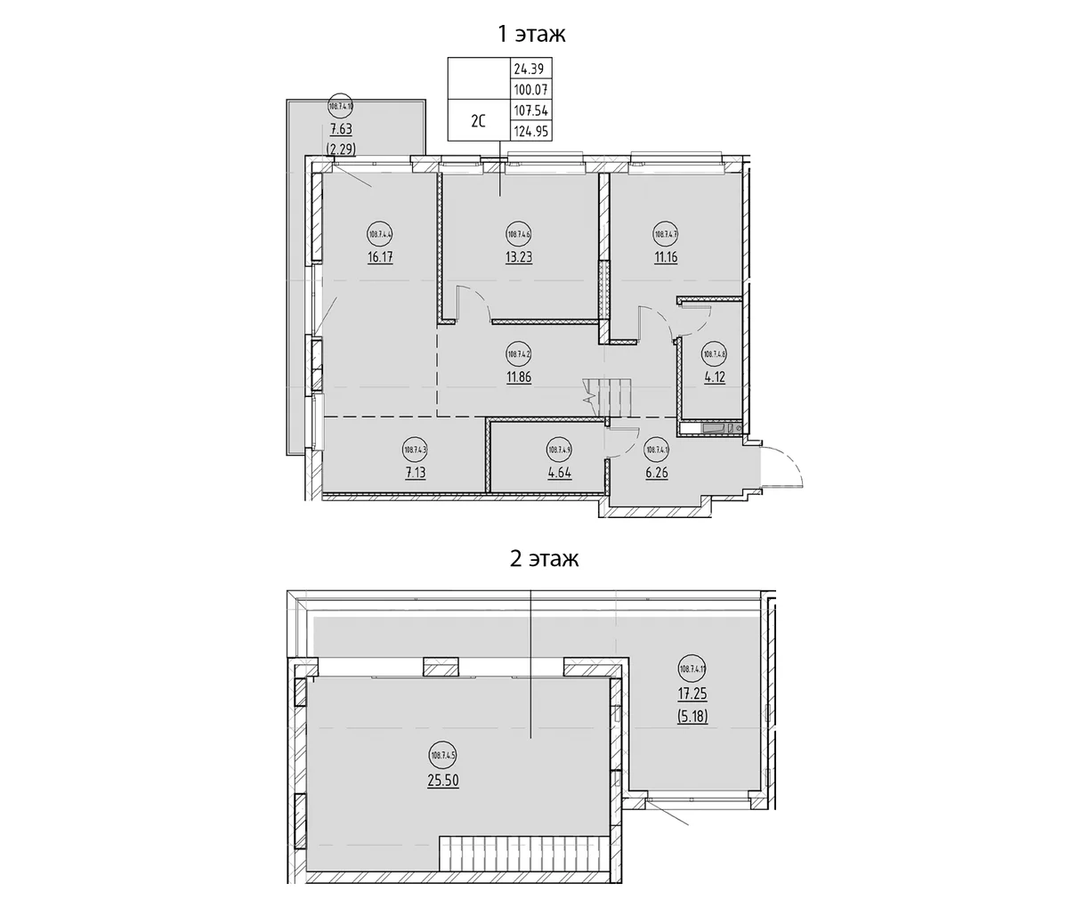 Планировка: 2-комнатная квартира 100,1 м² в ЖК «Северный ветер»