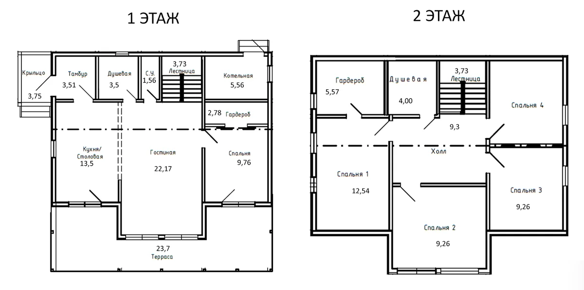 Планировка: Коттедж 135,2 м² в ЖК «Коттеджный поселок Мурава»