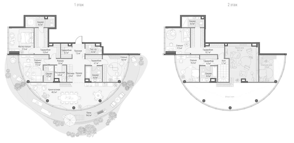 Планировка: 5-комнатная квартира 239 м² в ЖК «Клубный квартал Фрунзенский»