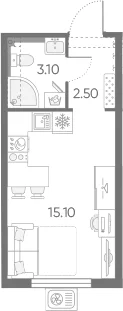 Планировка: Студия 20,7 м² в ЖК «Зеркальный ручей»