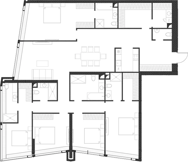 Планировка: Квартира 218,5 м² в ЖК «Дом Дау»