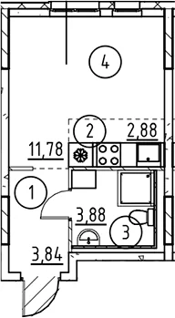 Планировка: Студия 22,4 м² в ЖК «Невская Долина»