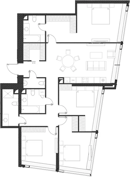 Планировка: Квартира 138,9 м² в ЖК «Дом Дау»