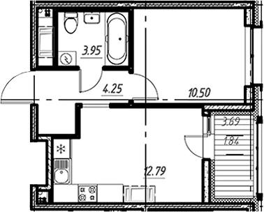 Планировка: 1-комнатная квартира 31,5 м² в ЖК «Новый Московский»