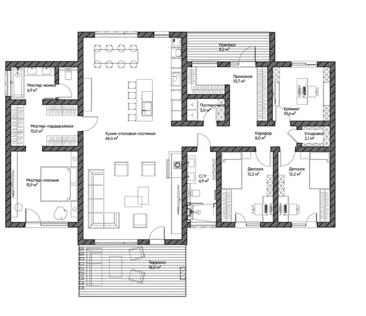 Планировка: Коттедж 174 м² в ЖК «Коттеджный поселок Villa Oivala»