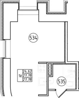 Планировка: Студия 29,8 м² в ЖК «Апарт-отель Фомин»