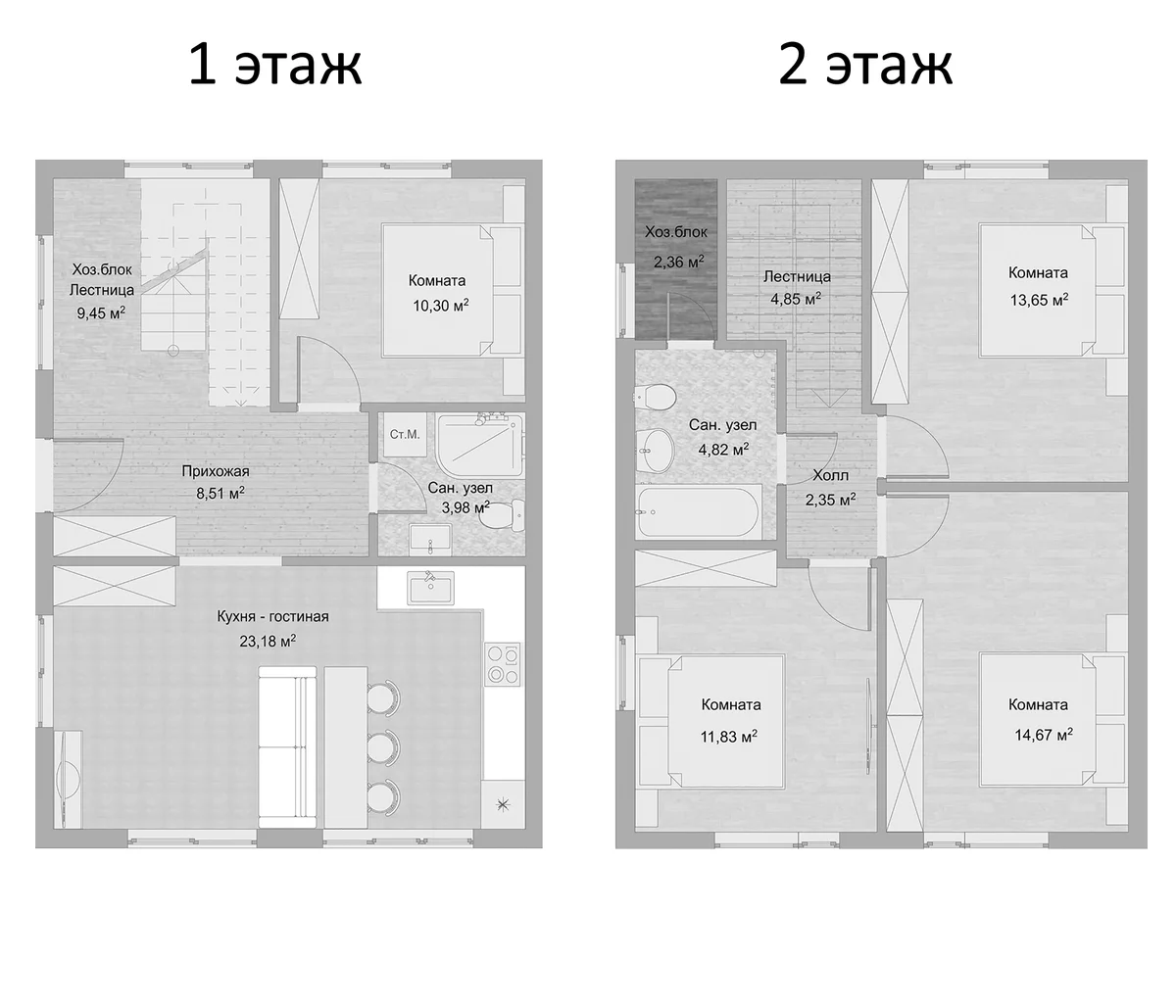 Планировка: Коттедж 110 м² в ЖК «Коттеджный поселок Царская усадьба»