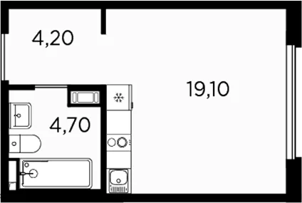 Планировка: Студия 28 м² в ЖК «Плюс Пулковский»