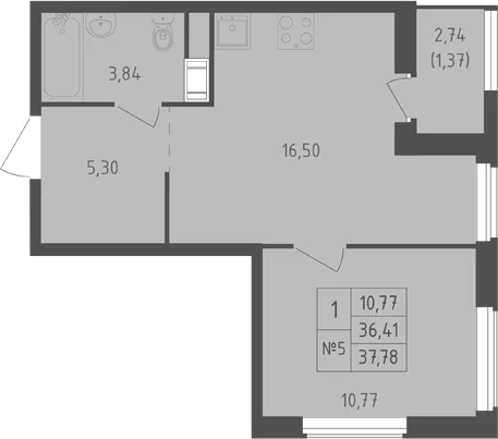 Планировка: Евродвушка 36,4 м² в ЖК «Южная Нева»