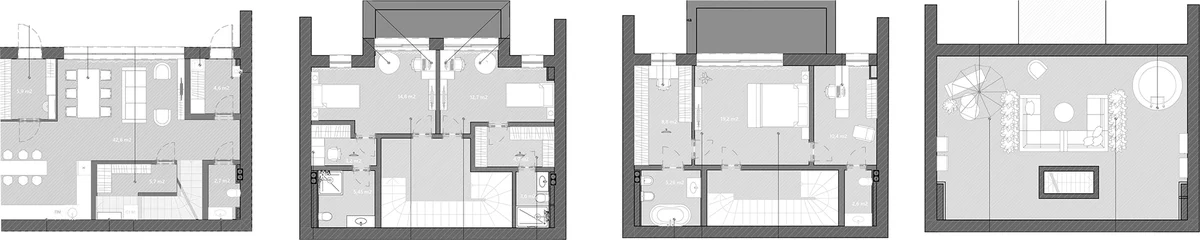 Планировка: Таунхаус 125,5 м² в ЖК «Коттеджный поселок Резиденция присутствия»