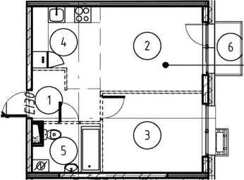 Планировка: 1-комнатная квартира 36,9 м² в ЖК «Форевиль»