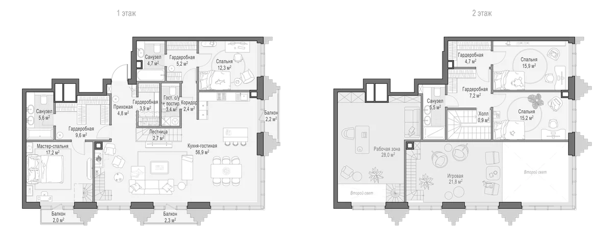 Планировка: Квартира евро-5 178 м² в ЖК «Квартал Тишинский бульвар»