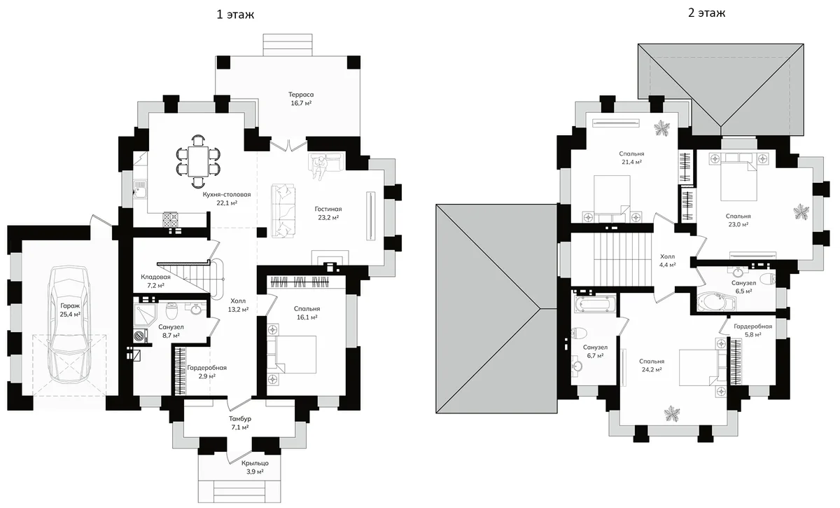 Планировка: Коттедж 193,3 м² в ЖК «Коттеджный поселок Рига Фэмили»